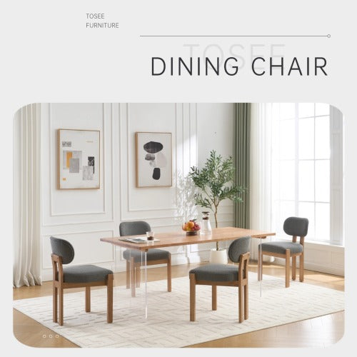 Wooden Dining Chairs Set of 2, Fabric Upholstered Farmhouse Chairs with Thick Cushion and Chenille Seat