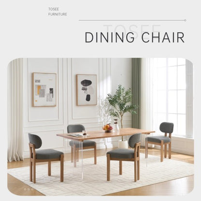 Wooden Dining Chairs Set of 2, Fabric Upholstered Farmhouse Chairs with Thick Cushion and Chenille Seat