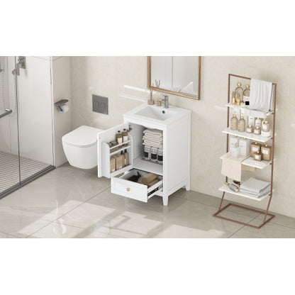 20" Bathroom Vanity with Sink, Bathroom Cabinet with Soft Closing Door, Storage Rack and A Drawer, White(Old SKU:N725P185452K)