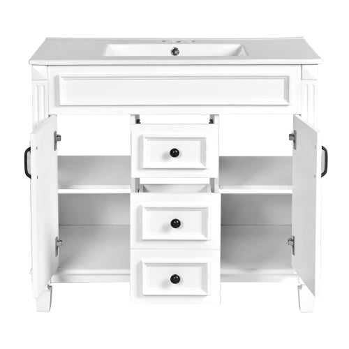 36'' Bathroom Vanity with Top Sink, Modern Bathroom Storage Cabinet with 2 Soft Closing Doors and 2 Drawers, Single Sink Bathroom Vanity