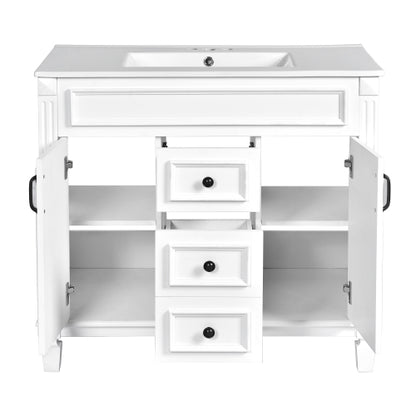 36'' Bathroom Vanity with Top Sink, Modern Bathroom Storage Cabinet with 2 Soft Closing Doors and 2 Drawers, Single Sink Bathroom Vanity