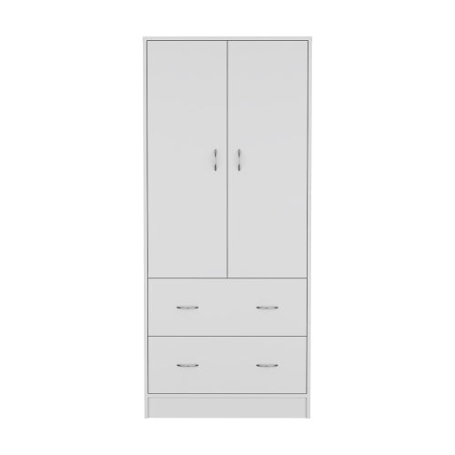 2-Doors 2-Drawers Armoire White