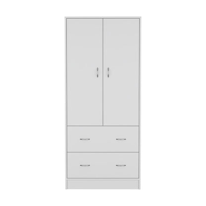 2-Doors 2-Drawers Armoire White