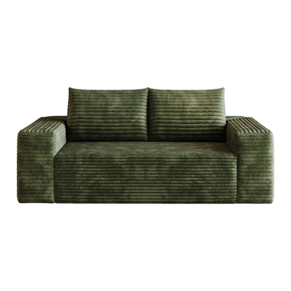 63-Inch Green Corduroy Deep-Seat Loveseat Sofa No-Assembly for Living-Room Bedroom Apartment Conference Room