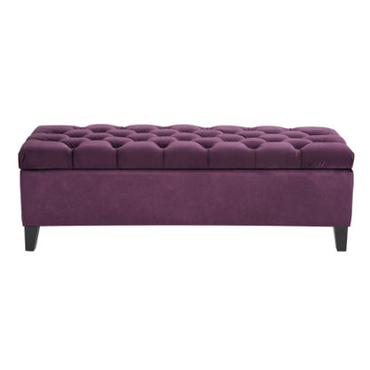 51 Inch Tufted Storage Ottoman Bench, Contemporary Diamond Stitch Upholstered Footstool with Soft Close Pressure Hinges