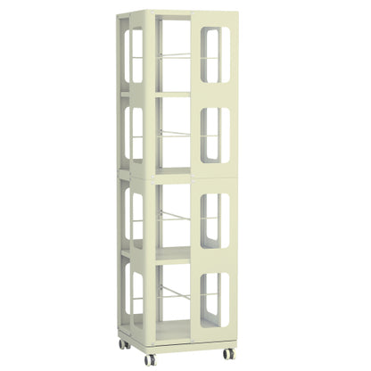 4-Tier All-Steel 360¡ã Rotating Bookshelf With Universal Wheels Space-Saving Sturdy Household Book Display Rack