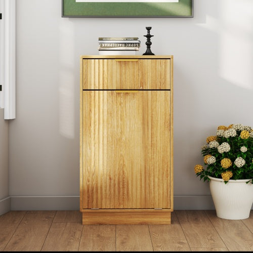 Woodgrain Tilt-Out Trash Can Cabinet with Drawer