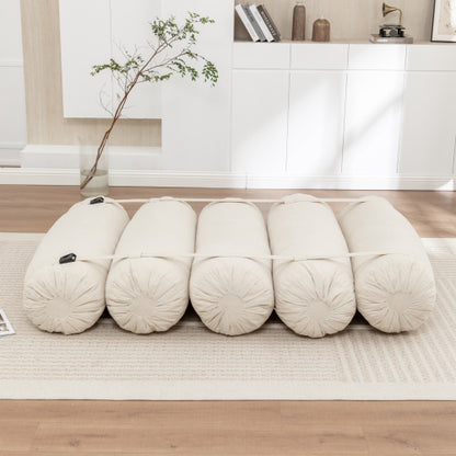 Adjustable Corduroy Lazy Floor Sofa with 5 Cylindrical Pillows Multi-Person Leisure Chair for Living-Room Bedroom