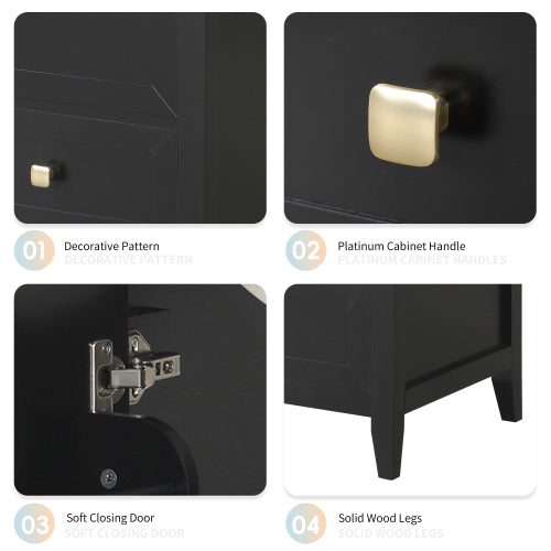 20" Bathroom Vanity with Sink, Bathroom Cabinet with Soft Closing Door, Storage Rack and A Drawer, Black