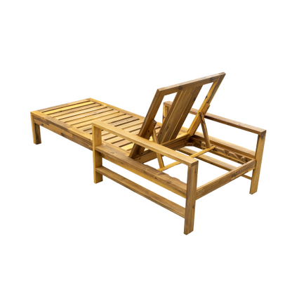 U_Style Acacia Wood Adjustable Backrest Outdoor Lounge Chair