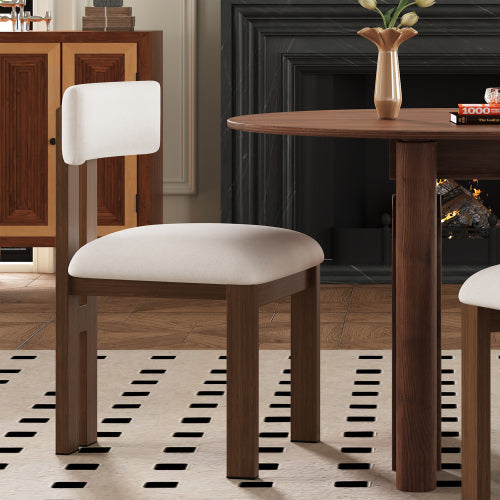 Set of 2 White Upholstered Armless Dining Chairs with Metal Legs, Modern Dining Room Chairs