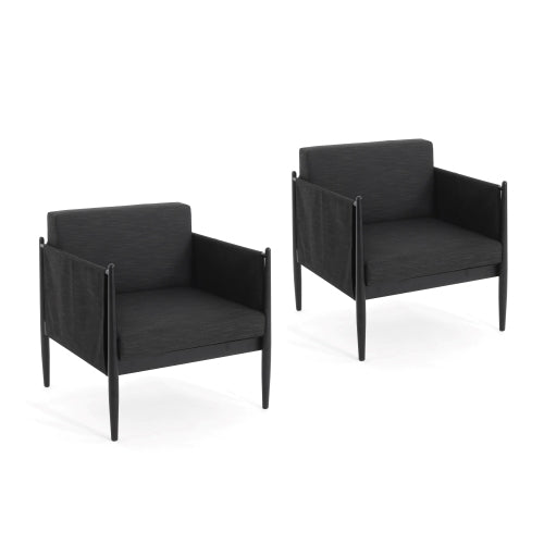 DAWSON OUTDOOR PATIO 2PCS BLACK ALUMINUM CLUB CHAIR