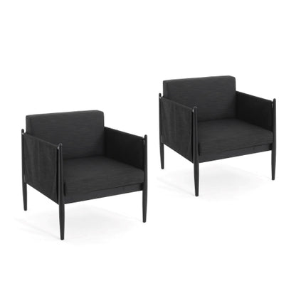 DAWSON OUTDOOR PATIO 2PCS BLACK ALUMINUM CLUB CHAIR