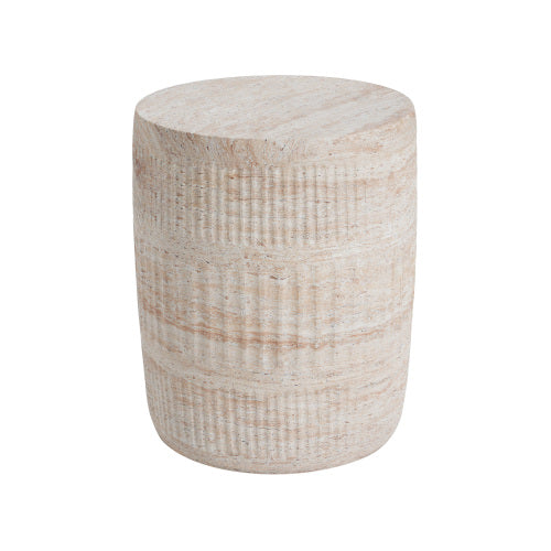 Outdoor/Indoor Lightweight Concrete Side Table,Travertine Finish