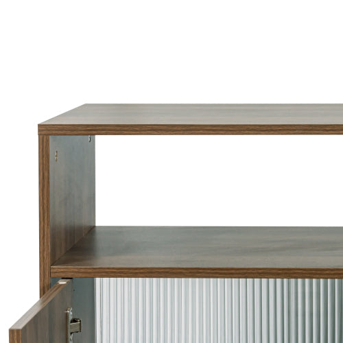 Kitchen Counter Cabinet with Sliding Glass Doors