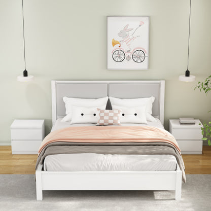 19.7inch White Nightstand with 2 Drawers, Handle Free Storage Side Table for Bedroom