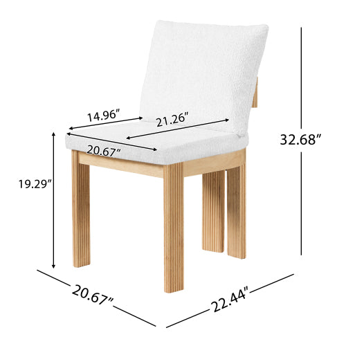 Set of 2 Beige Boucle Dining Chairs with Rubber Wood Frame, Indoor Kitchen & Dining Room Chairs