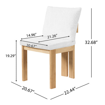 Set of 2 Beige Boucle Dining Chairs with Rubber Wood Frame, Indoor Kitchen & Dining Room Chairs