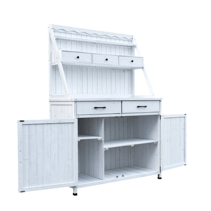 Outdoor Potting Bench Table, Tableside cabinet tool cabinet ,Wooden Gardening Table Tabletop and Storage Cabinet, Planting Table Garden Work Bench for Garden, Patio, Greenhouse