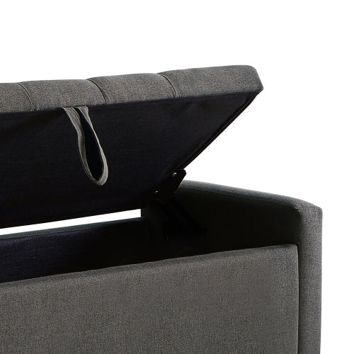 Ottoman with Storage, Storage Ottoman Bench with Safety Hinge 350 lbs Weight, Upholstered Entryway Bench with Seating for Bedroom, Living Room - Dark Gray