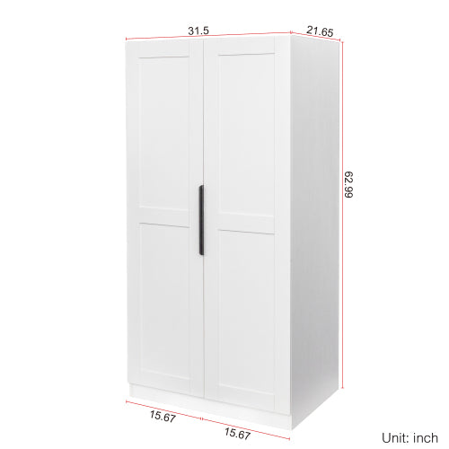 62.99 Inch White Freestanding Kitchen Pantry Cabinet Multi-Layer Partition Melamine Finish Household Storage Sideboard