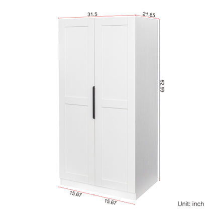 62.99 Inch White Freestanding Kitchen Pantry Cabinet Multi-Layer Partition Melamine Finish Household Storage Sideboard