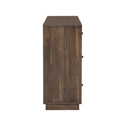 Dark Brown Storage Cabinet with 7 Drawers and 2 Doors