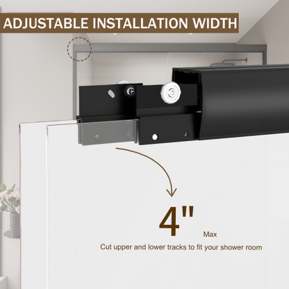 56-60 in. W x 72 in. H Double Sliding Shower Door, Semi-frameless Bypass Bathroom Sliding Door with 1/4" (6mm) Tempered Glass for Walk-in Shower, Matte Black 24D03-60MBX