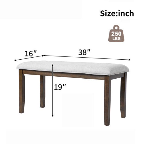 Upholstered Bench for Bedroom End of Bed,38-inch Entryway Bench for Living Room,Dining Bench with Padded Seat and Solid Wood Leg for Kitchen Bedroom,Indoor and Hallway (Bench, Beige+Brown)