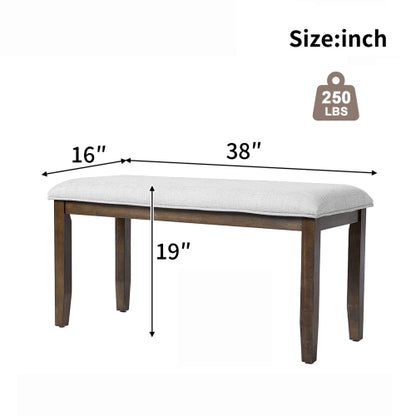 Upholstered Bench for Bedroom End of Bed,38-inch Entryway Bench for Living Room,Dining Bench with Padded Seat and Solid Wood Leg for Kitchen Bedroom,Indoor and Hallway (Bench, Beige+Brown)