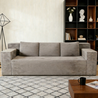 71 inch  Corduroy L-Shaped Modular 3-Seater Sofa, No Assembly Required