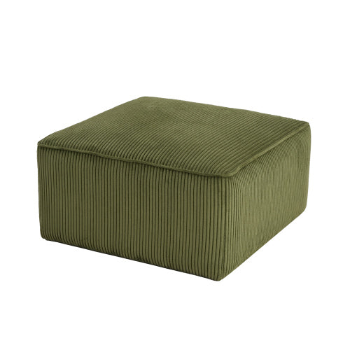 Olive Green Corduroy Square Ottoman with Foam Cushion