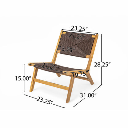 Acacia Wood Outdoor Armless Lounge Chair-Teak
