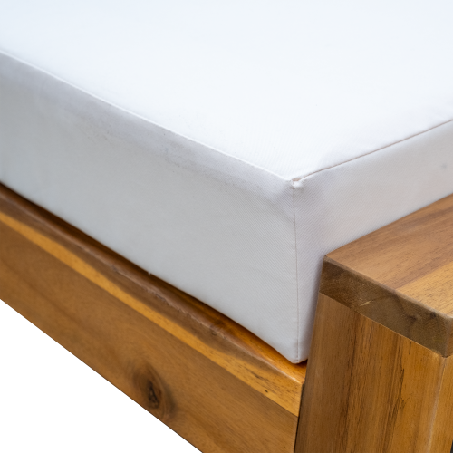 U_STYLE Acacia Wood Outdoor Lounge Set - Chair and Ottoman with Removable Cushions