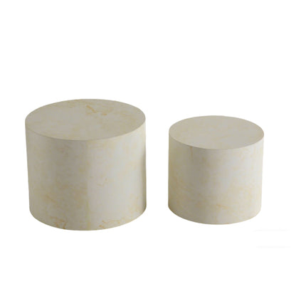 Set of 2 Beige Faux Marble Nesting Coffee Tables