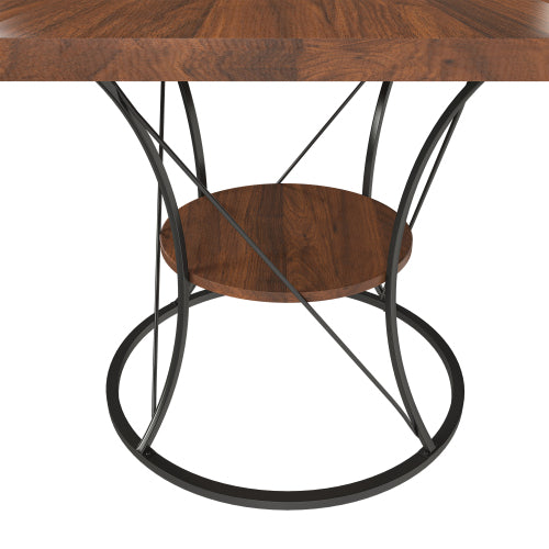 Expandable Round Dining Table with Storage Shelf