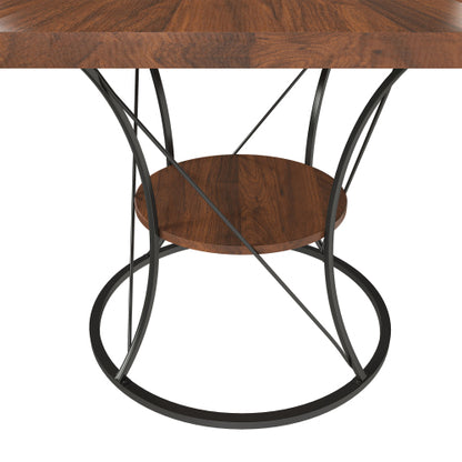 Expandable Round Dining Table with Storage Shelf