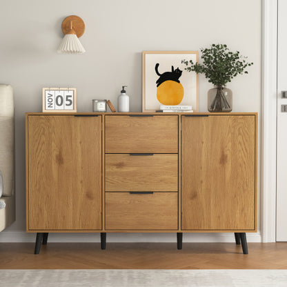 Natural Wood Sideboard Buffet Cabinet with 3 Drawers