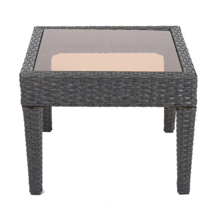 Outdoor Antibes Wicker Side Table,Accent Table,Grey