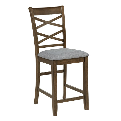 5-Piece Counter Height Dining Set with 4 Upholstered Chairs, Walnut Wood Table Set for Kitchen & Dining Room
