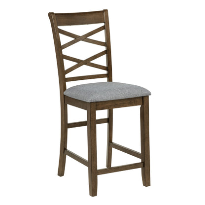 5-Piece Counter Height Dining Set with 4 Upholstered Chairs, Walnut Wood Table Set for Kitchen & Dining Room