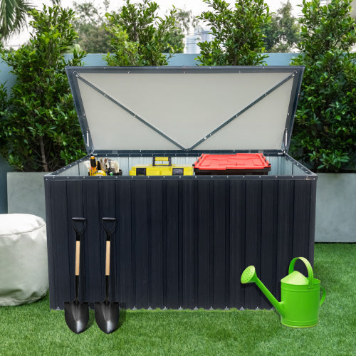 Outdoor Metal Storage Box Large Capacity Waterproof Roof Lockable Doors Garden Patio Tool Box