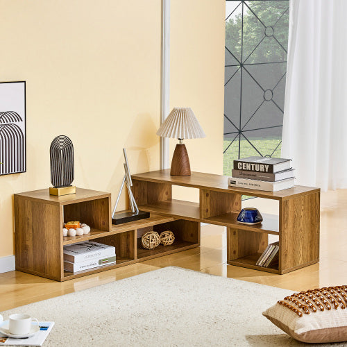 Extendable Rustic Wood Grain Modular TV Stand Freestyle Combination Open Cubby Media Console