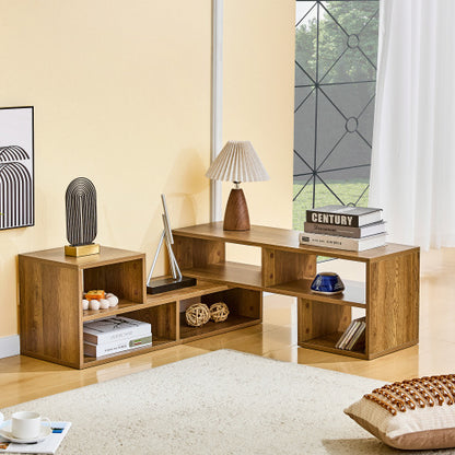 Extendable Rustic Wood Grain Modular TV Stand Freestyle Combination Open Cubby Media Console