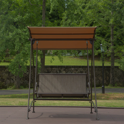 2 Seat Patio Swing Chair Outdoor Porch Swing with Adjustable Canopy Steel Frame 700lb Capacity