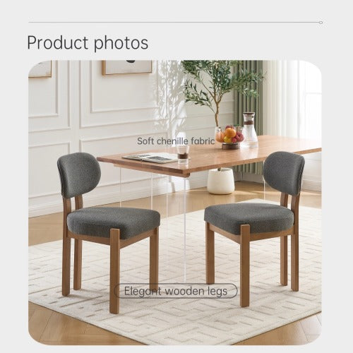 Wooden Dining Chairs Set of 2, Fabric Upholstered Farmhouse Chairs with Thick Cushion and Chenille Seat