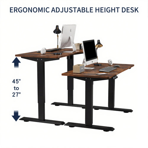 Electric Standing Desk Height Adjustable Desk for Home and Office Computer Table Gaming Desk Modern Luxiury Table 48" Rustic Brown Lift-up Desk