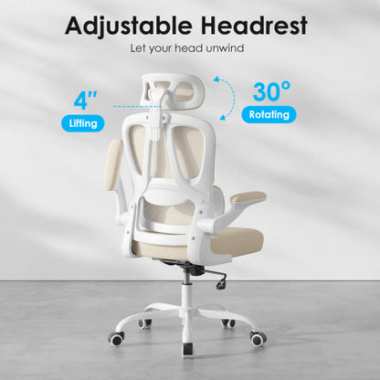 Ergonomic Office Chair, Desk Chair with Headrest and Lumbar Support, High Back Swivel Home Office Chair with Headrest for Home Office Bedroom, Gifts