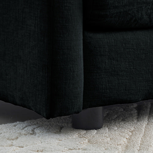 Black Chenille Modular Ottoman Footrest, Mix & Match for 2 3 4 Seater Sectional Sofa