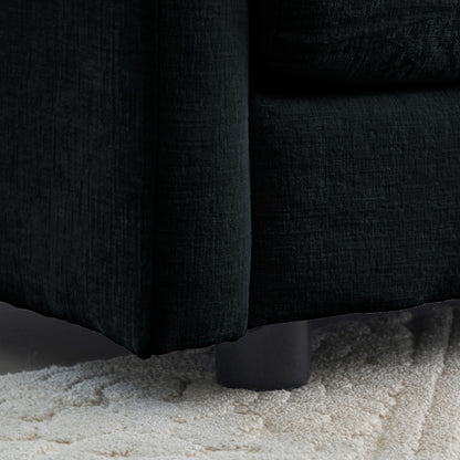 Black Chenille Modular Ottoman Footrest, Mix & Match for 2 3 4 Seater Sectional Sofa